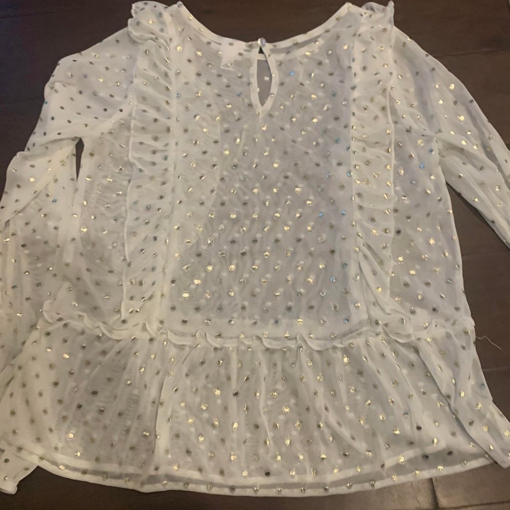 Sheer white and gold long sleeve top NWT!